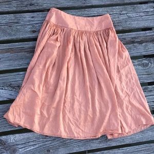 Silk A line Rose gold pink copper Skirt 4 4P petite S small